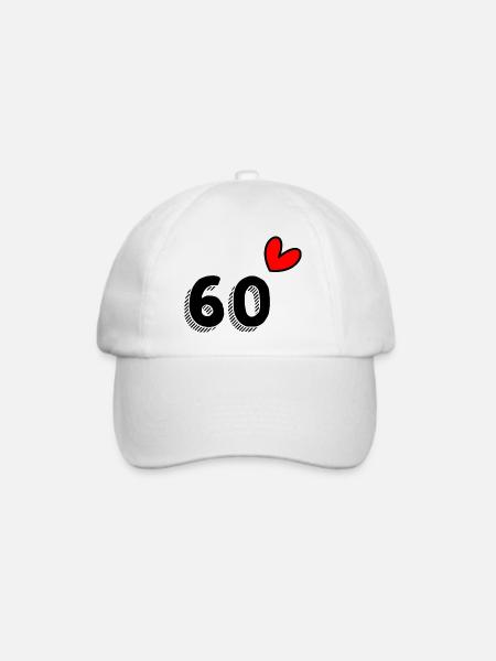 60. 60 JAHRE. 60-JÄHRIGES JUBILÄUM. 60. GEBURTSTAG. - Baseballkappe - Weiß/Weiß