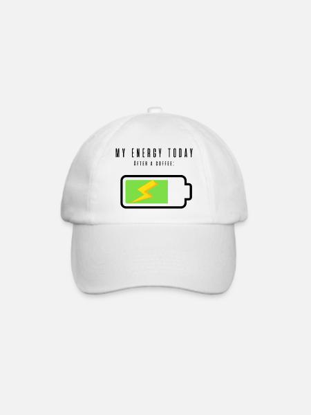 Wiederaufladbare Batterie mit Kaffee | Kaffeeliebhaber - Baseballkappe - Weiß/Weiß