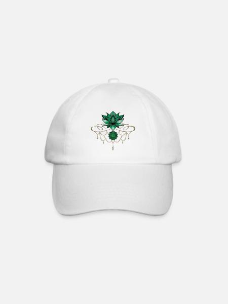 Grüner Lotus Chakren unalome - Baseballkappe - Weiß/Weiß
