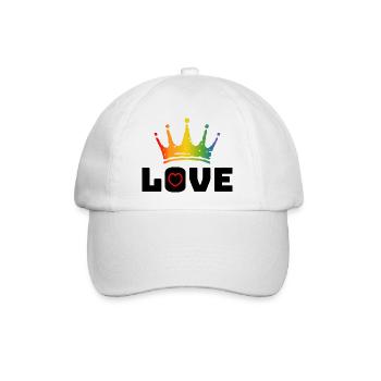Love Heart red Rainbow crown black - Baseballkappe - Weiß/Weiß - Vorne