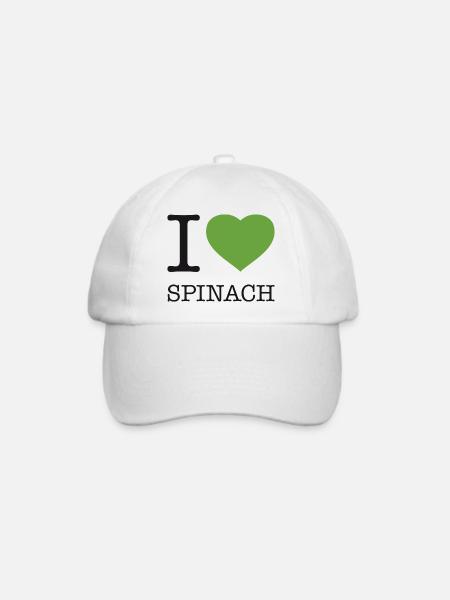 I LOVE SPINACH Spinat - Baseballkappe - Weiß/Weiß