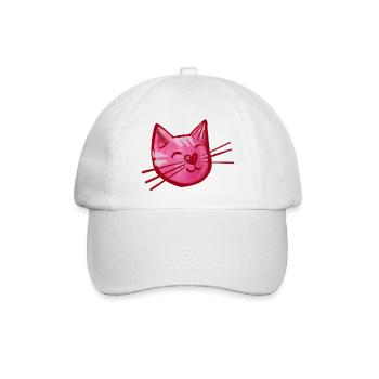 Rosa Kätzchen Katze - Baseballkappe - Weiß/Weiß - Vorne