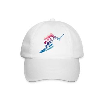 Vintage Skifahrer - Baseballkappe - Weiß/Weiß - Vorne