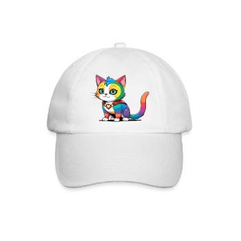 Superhelden LGBT Regenbogen Katze - Baseballkappe - Weiß/Weiß - Vorne