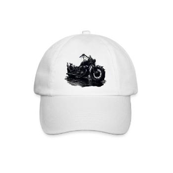 Rostiges Apokalypse Motorrad - Dark Fantasy Skull - Baseballkappe - Weiß/Weiß - Vorne
