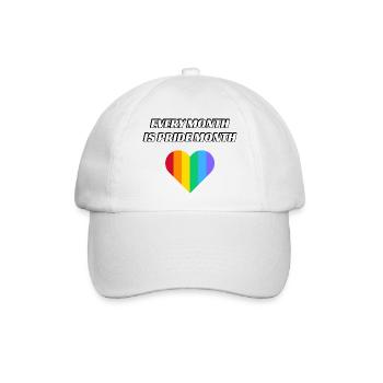 Jeder Monat ist Pride Month - Baseballkappe - Weiß/Weiß - Vorne