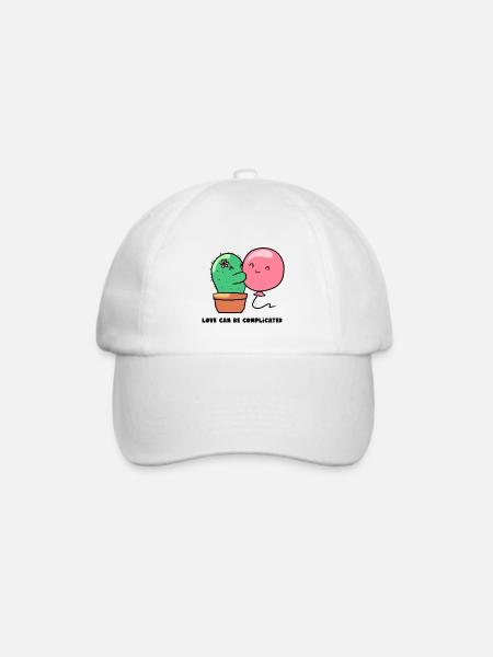 Süßer Kaktus umarmt liebevoll Helium Luftballon - Baseballkappe - Weiß/Weiß