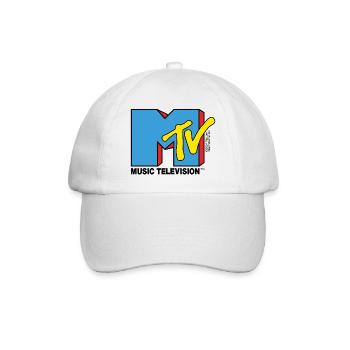 MTV Music Television Ikonisches Logo - Baseballkappe - Weiß/Weiß - Vorne