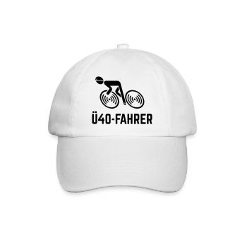 Ü40-Fahrer (Rennradfahrer / Rennrad / Fahrrad / B) - Baseballkappe - Weiß/Weiß - Vorne