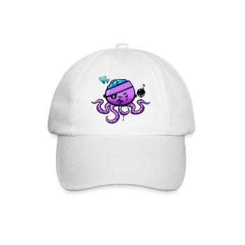 Piraten-Oktopus mit Bombe - Baseballkappe - Weiß/Weiß - Vorne