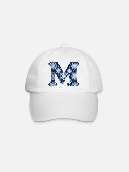 Buchstabe M Schneeflocken - Baseballkappe - Weiß/Weiß