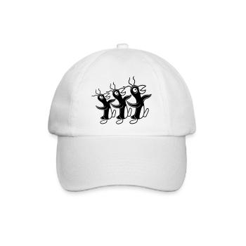 3 verrückte Pinguine laufen dumm Team Freunde Crew - Baseballkappe - Weiß/Weiß - Vorne
