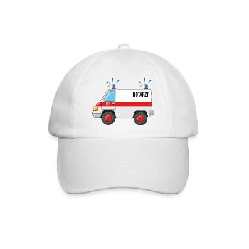 Notarzt Auto mit Blaulicht - Baseballkappe - Weiß/Weiß - Vorne