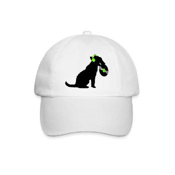 Hund DJ Musik Auflegen Club Disko Schallplatte Fun - Baseballkappe - Weiß/Weiß - Vorne