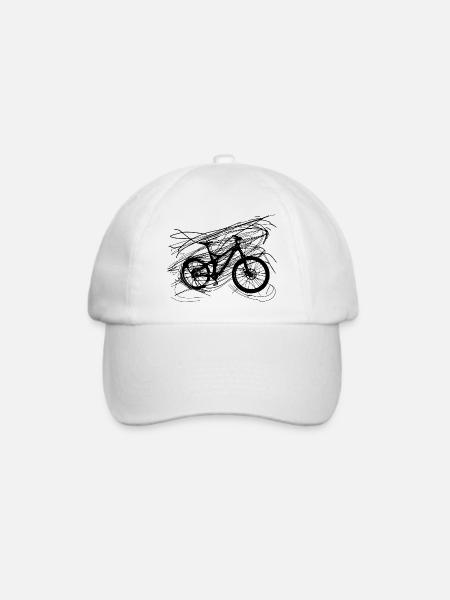 Fahrrad Line Art - Baseballkappe - Weiß/Weiß
