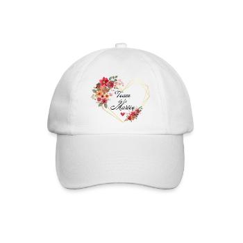 Brautteam Goldenes Herz Blumen - Baseballkappe - Weiß/Weiß - Vorne