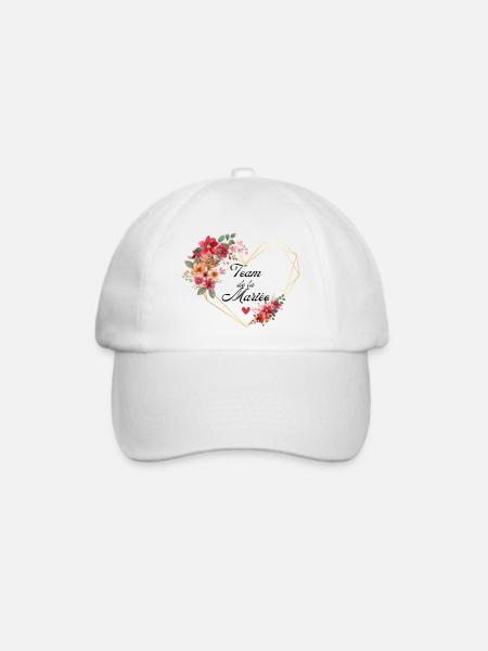 Brautteam Goldenes Herz Blumen - Baseballkappe - Weiß/Weiß