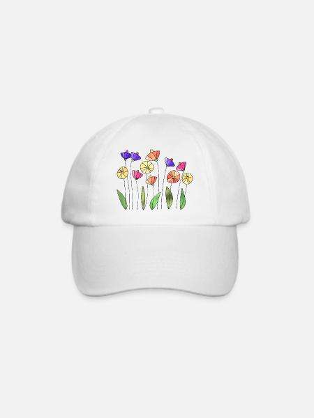 Blumen - Baseballkappe - Weiß/Weiß