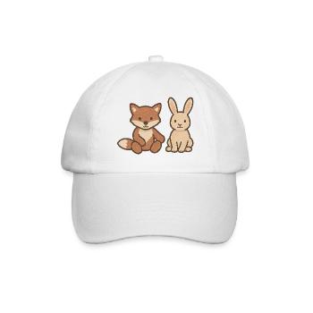 Fuchs und Hase – niedliche Tierfreunde für Babys - Baseballkappe - Weiß/Weiß - Vorne