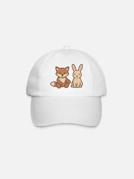 Fuchs und Hase – niedliche Tierfreunde für Babys - Baseballkappe - Weiß/Weiß