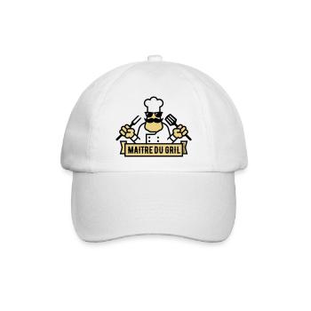 Maître Du Gril (Grillen / Barbecue / BBQ / 2C) - Baseballkappe - Weiß/Weiß - Vorne