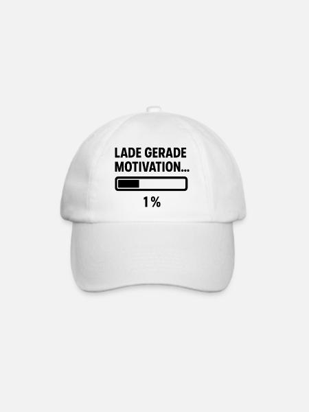 „Lade Motivation 1 %“ – Lustiger Spruch fü - Baseballkappe - Weiß/Weiß
