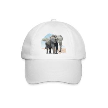 Geometrischer Elefant im Savannenstil - Baseballkappe - Weiß/Weiß - Vorne
