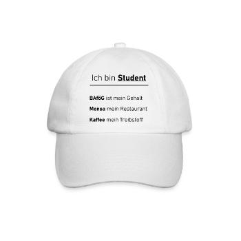 Unispruch "Ich bin Student" Geschenk, Studenten - Baseballkappe - Weiß/Weiß - Vorne