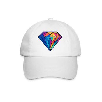 Geometrischer Diamant | Bunt / Regenbogen Design - Baseballkappe - Weiß/Weiß - Vorne
