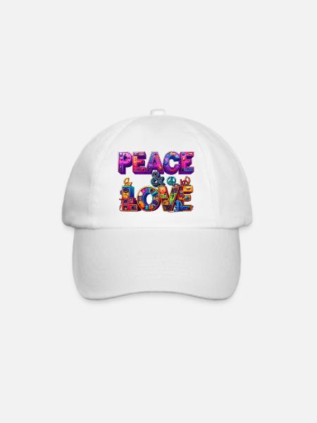 Peace & Love - Baseballkappe - Weiß/Weiß