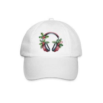 Weihnachtskopfhörer mit Tannengrün - Baseballkappe - Weiß/Weiß - Vorne
