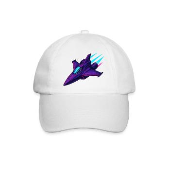 Neon-Kampfjet im Cyberstil - Baseballkappe - Weiß/Weiß - Vorne