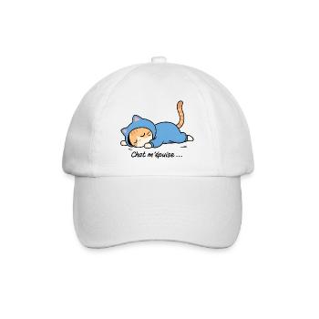 Schlafende Katze im blauen Hoodie, Katze erschöpft mich - Baseballkappe - Weiß/Weiß - Vorne