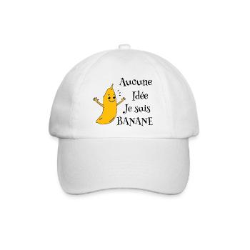 Bananen-Maskottchen auf schwarzem Hintergrund - Baseballkappe - Weiß/Weiß - Vorne