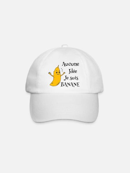 Bananen-Maskottchen auf schwarzem Hintergrund - Baseballkappe - Weiß/Weiß