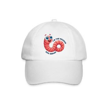 Fröhlicher Regenwurm - Baseballkappe - Weiß/Weiß - Vorne