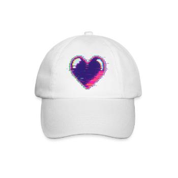 Glitchherz Neon Pixel Liebe Nerd - Baseballkappe - Weiß/Weiß - Vorne