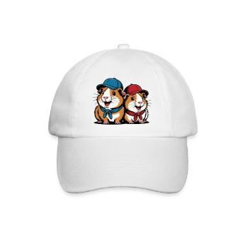 Süße Meerschweinchen Freunde – Lustiges Tiermotiv - Baseballkappe - Weiß/Weiß - Vorne