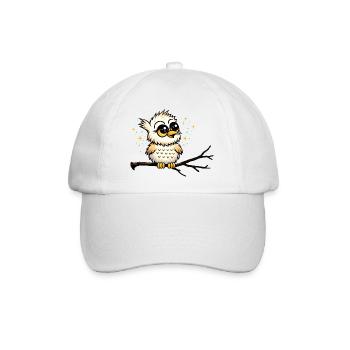 Süßer Kautz auf Ast – Niedliches Eulenmotiv   - Baseballkappe - Weiß/Weiß - Vorne