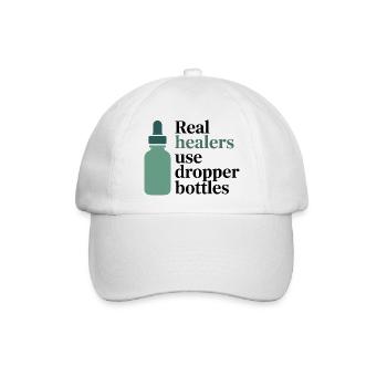 Homöopathie Echte Heiler Tropfflaschen-Beruf - Baseballkappe - Weiß/Weiß - Vorne