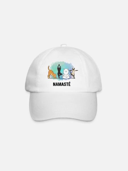 Katzen-Namaste: Yoga und Zen - Baseballkappe - Weiß/Weiß