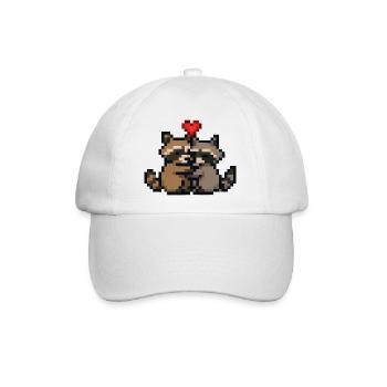 Pixelherz Waschbären Retro Pixelkunst - Baseballkappe - Weiß/Weiß - Vorne