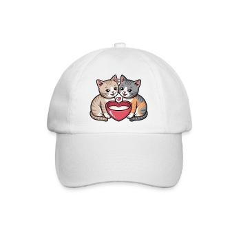 Katzenherz Zweisamkeit - Baseballkappe - Weiß/Weiß - Vorne