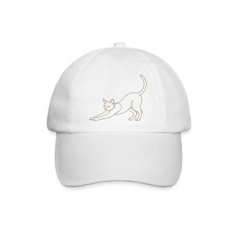 Minimalistische Silhouette Katze Katzenbuckel Stre - Baseballkappe - Weiß/Weiß - Vorne