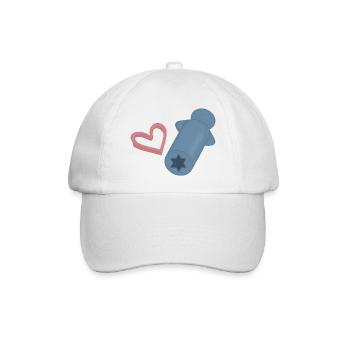 Herz-Rakete Retro Druck - Baseballkappe - Weiß/Weiß - Vorne