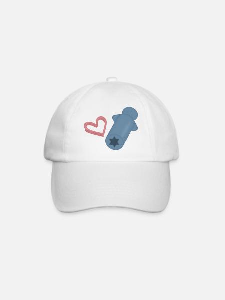 Herz-Rakete Retro Druck - Baseballkappe - Weiß/Weiß