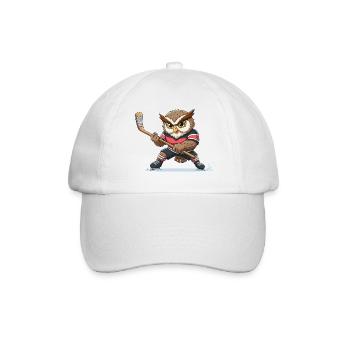 Waldkauz Eule Eishockey Spieler Cartoon Team - Baseballkappe - Weiß/Weiß - Vorne
