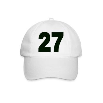 Zahl 27  - Baseballkappe - Weiß/Weiß - Vorne