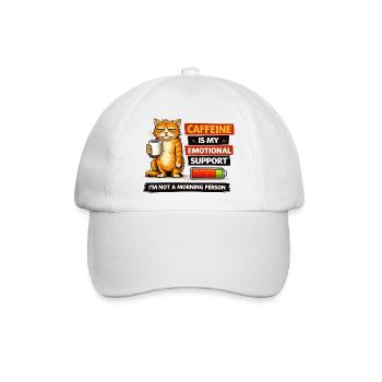 Koffeinhaltige Katzen-Morgenstimmung - Baseballkappe - Weiß/Weiß - Vorne