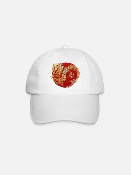 Drache Chinesisches Tierkreiszeichen Horoskop - Baseballkappe - Weiß/Weiß